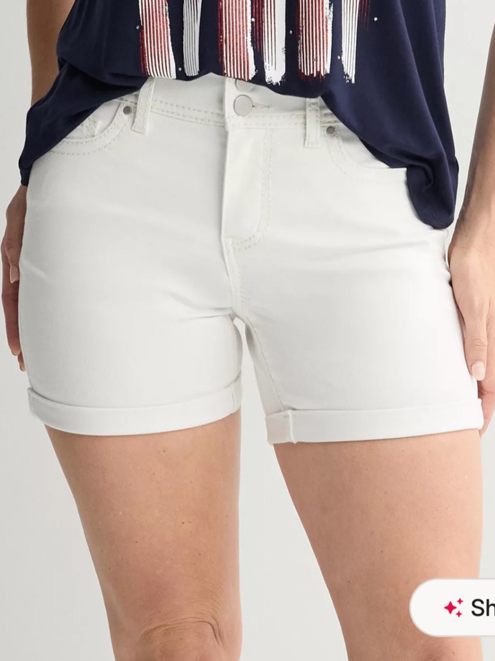 Apt. 9 sz 12P White Comfort Stretch waistband Slimming Roll-Cuff Bermuda Shorts
